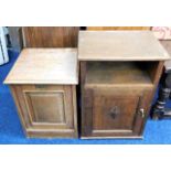 A small linen chest with pull down front twinned w