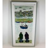 A Joan Gillchrest oil on panel from the Christmas Exhibition 1985 titled "Willy & Ben at St. Ives" i