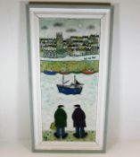 A Joan Gillchrest oil on panel from the Christmas Exhibition 1985 titled "Willy & Ben at St. Ives" i