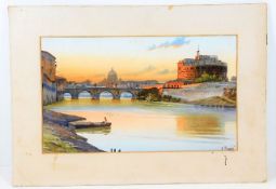 Italian school unframed watercolour of view of Rom