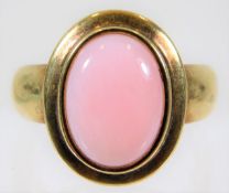 A 9ct gold ring set with rose quartz style stone 4