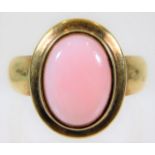 A 9ct gold ring set with rose quartz style stone 4