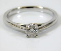 A 9ct white gold diamond solitaire ring size L 2.1