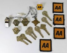 An AA whistle twinned with other AA related items