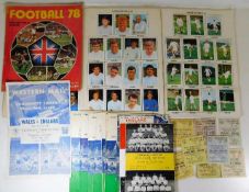 Two football card albums twinned with thirteen 195