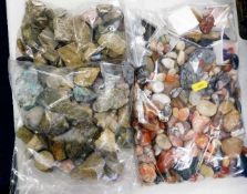 A quantity of rocks & minerals twinned with polished stones including bloodstone