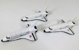 Three Ertl Space shuttle models each approx 3" lon