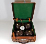 Leather cased set of Taylor-Rolph Co Ltd Bowls wit