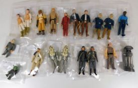 Eighteen 1980 Star Wars figures and an FX7 figure