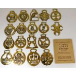 Eighteen various vintage horse brasses & booklet