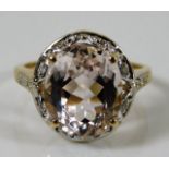 A 9ct gold ring set with morganite & diamond 3.5g