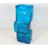 A large Whitefriars kingfisher blue drunken bricklayer vase approx. 13in tall