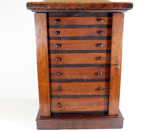 Miniature mahogany Wellington/collectors chest approx 22" high