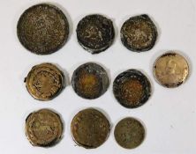 A small collection of antique silver and white metal coins a/f