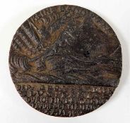 Bronze Lusitania medal approx 2.25" wide