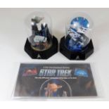 Special Edition Star Trek sculpture - Galileo II Shuttlecraft in glass dome Edition B2276 and USS En