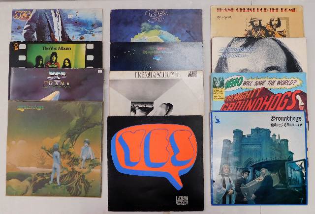 Twelve vinyl LP's including Yes & Groundhogs