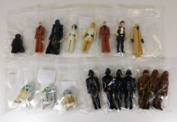 Eighteen 1977 Star Wars figures including Luke Sky