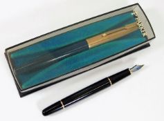 Boxed Parker Pen with gold plated lid twinned with a MontBlanc pen no lid