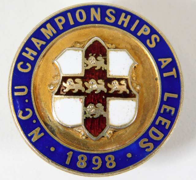 Victorian silver and enamelled cycling badge for N