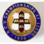 Victorian silver and enamelled cycling badge for N