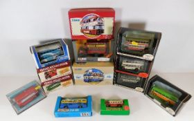 Thirteen diecast buses and coaches including Corgi