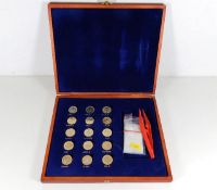 Boxed display cased set of 15 Euro coins from different countries