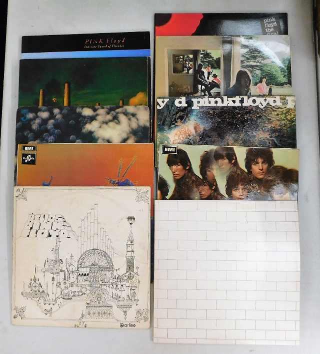 Ten vinyl LP's by or relating to the band Pink Floyd