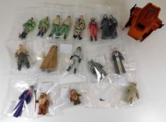 Fifteen 1984 Star Wars figures, one 1984 Pilot Gun twinned with two 1985 figures and one other