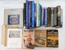 Twenty four books on shipping including The Atlas of Maritime History, Ships Through the Ages