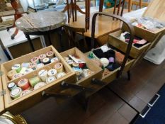 Metamorphic sewing box and contents