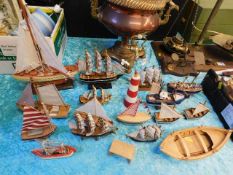 Quantity of handmade folkart style model boats