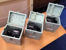 Three Royal Marine signalling lights with boxes