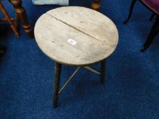 19th Century elm topped farmhouse stool