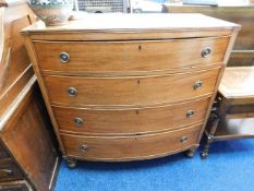 19th Century mahogany bow fronted chest of drawers