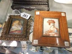 Two framed 19th Century miniature paintings