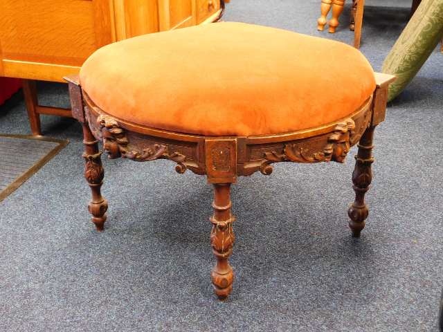 Walnut 19th Century upholstered corner stool
