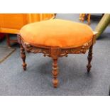 Walnut 19th Century upholstered corner stool
