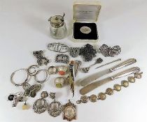 A quantity of silver and white metal items