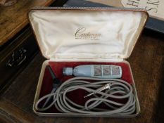 Cased vintage microphone with stand and lead by Ca