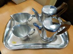 A Piquot ware Tea and Coffee set with tray