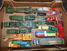 A box of play warn mostly Dinky with a few low num