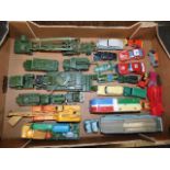 A box of play warn mostly Dinky with a few low num