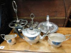 Silver plated teaset twinned with other plated war