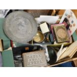 Box of miscellaneous items inc 19th Century heavy