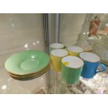 Five Shelley coffee cans and saucers - some faults