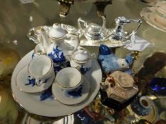 Two miniature dolls house tea sets and other minia