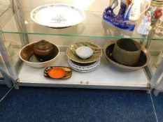 Fifteen pieces of studio pottery and French Faienc