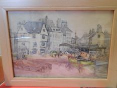 Three watercolours by Sutton of Plymouth Barbican