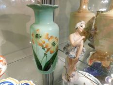 A Victorian opalescent vase twinned with a 1930 st